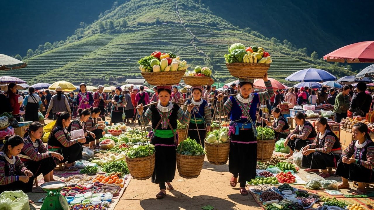 Lao Cai Market – a prominent cultural site – showcases traditional Hmong products