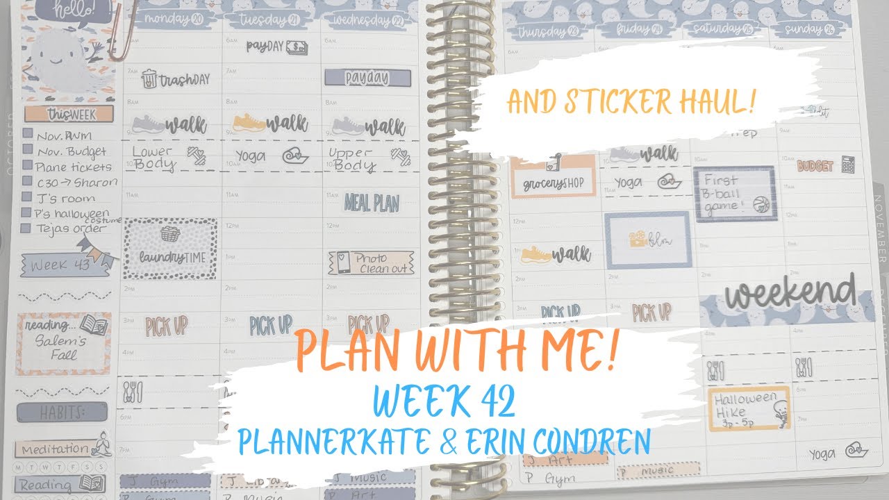 Планируйте вместе со мной с наклейками | Неделя 43 | Планировщик: Кейт и Эрин Кондрен по часам