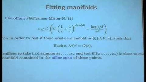 Testing the manifold hypothesis - Hariharan Narayanan