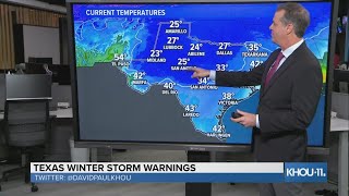 Winter, Ice Storm Warnings in effect for North and Central Texas