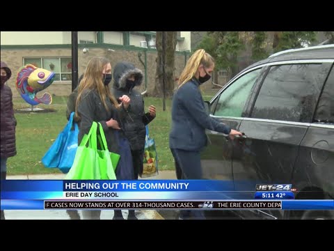 Families of the Erie Day School come together to donate to the less fortunate in the community