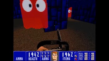PAC MAN IN WOLFENSTEIN 3D IN A DOOM MOD CALLED WOLFENSTEIN 3D WAD PACMAN ELEMENTS PAC MAN 3D CLONE