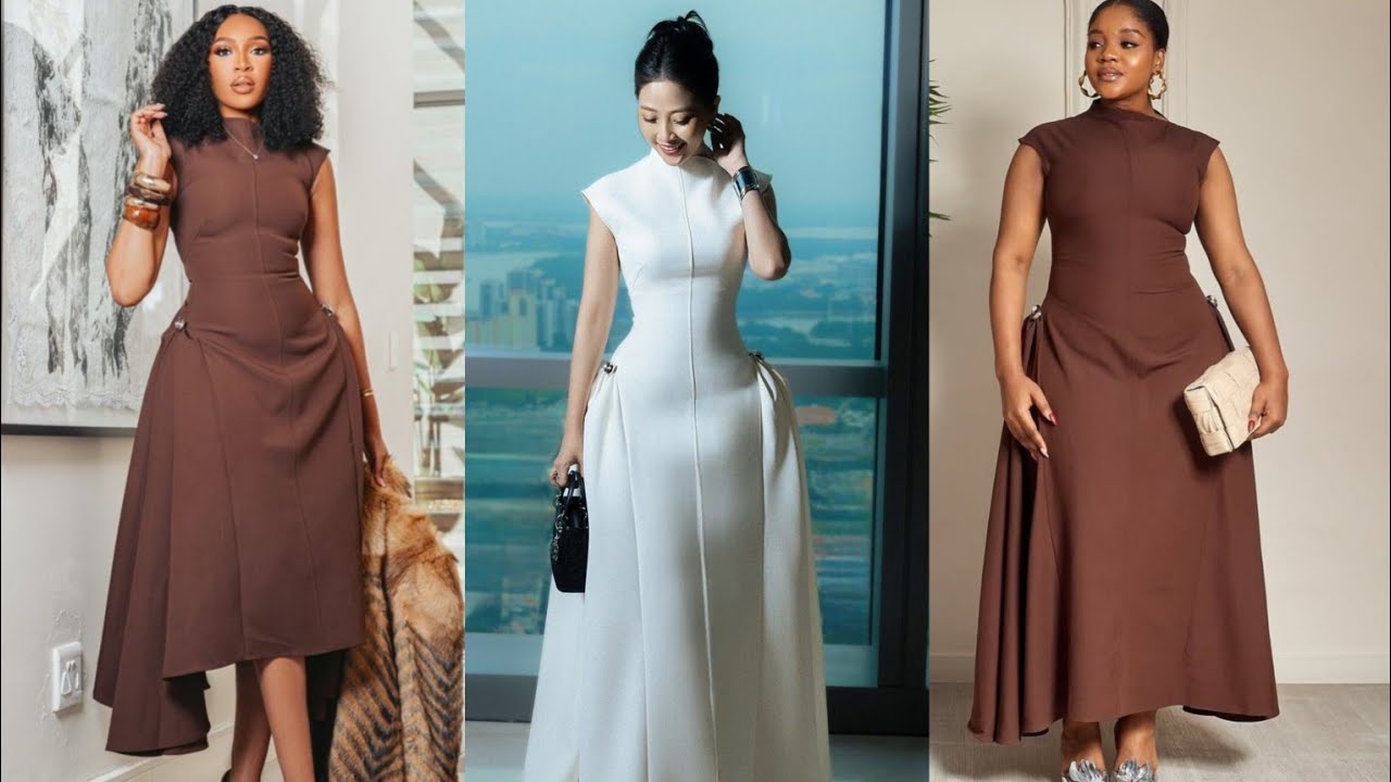 How to cut a dress with assymetric high neck and side flare