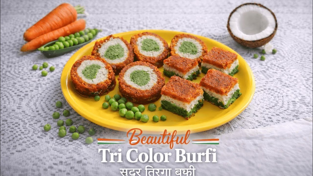 नई मिठाई रेसिपी 😍 बिना मैदा तिरंगा बर्फी | Healthy Tricolor Sweet