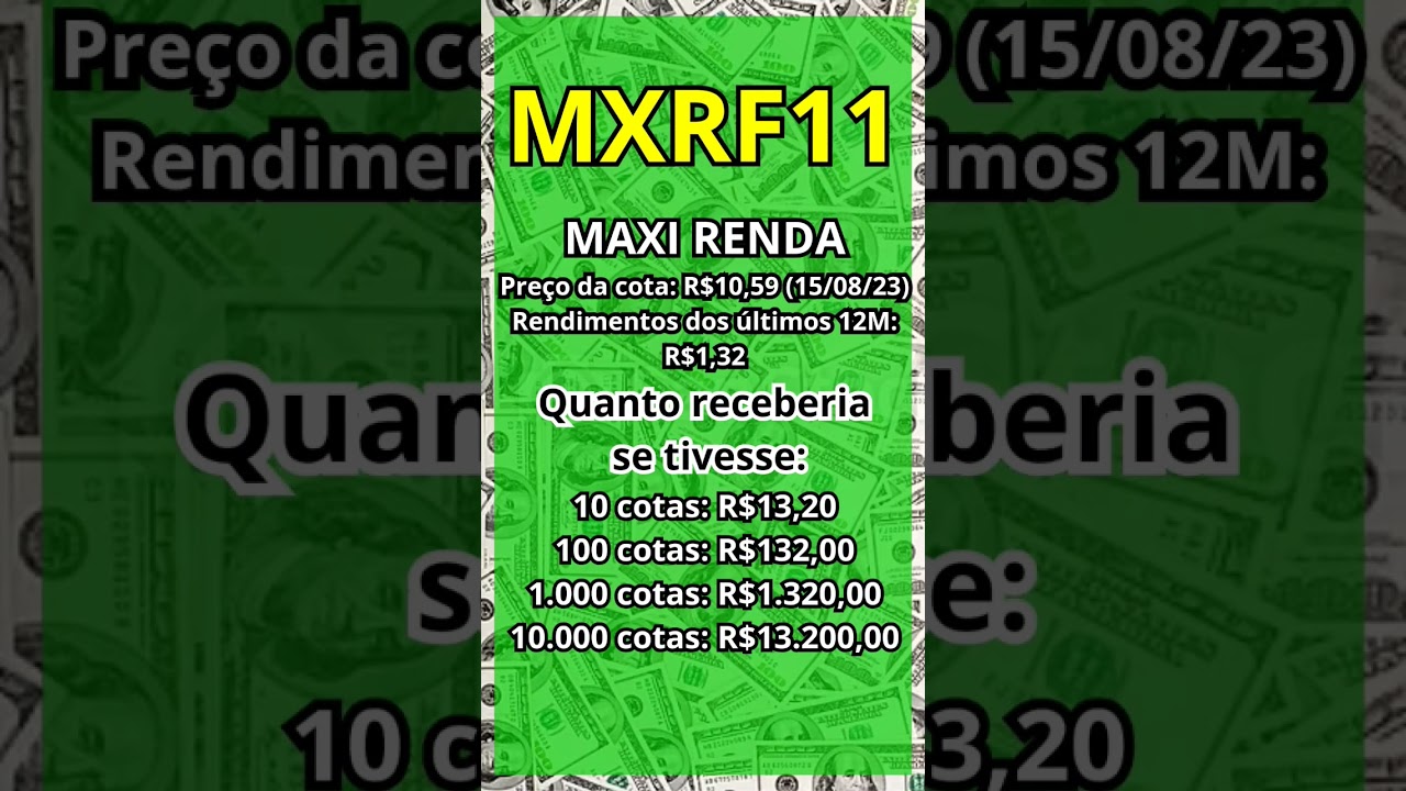 QUANTO RENDE OS DIVIDENDOS NAS COTAS DO 