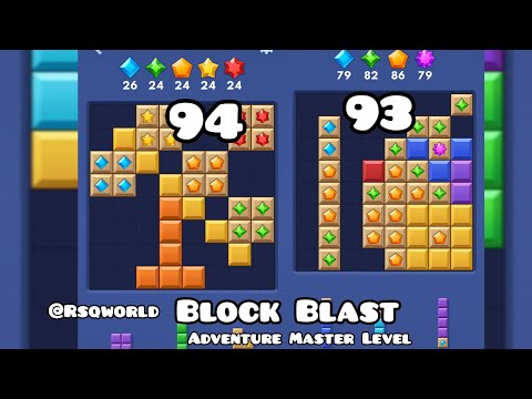 一撃マスター　28パックまとめ　スクランブルバトル Block Blast Game Adventure Master gameplay Level 93 & 94 Complete