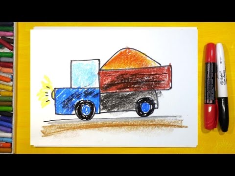 Как нарисовать Машину Грузовик, Урок рисования для детей от 3 лет