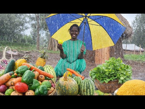 Beautiful Market Day At My Village On A Rainy 🌧️+Cooking Fresh Organic Veggies🥬 &Pumpkin Ugali