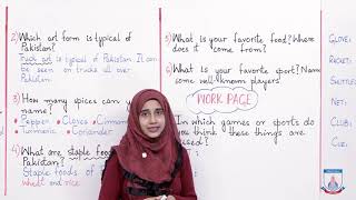 Class 4 - Social Studies - Chapter 14 - Lecture 3 Questions and Workpage - Allied Schools