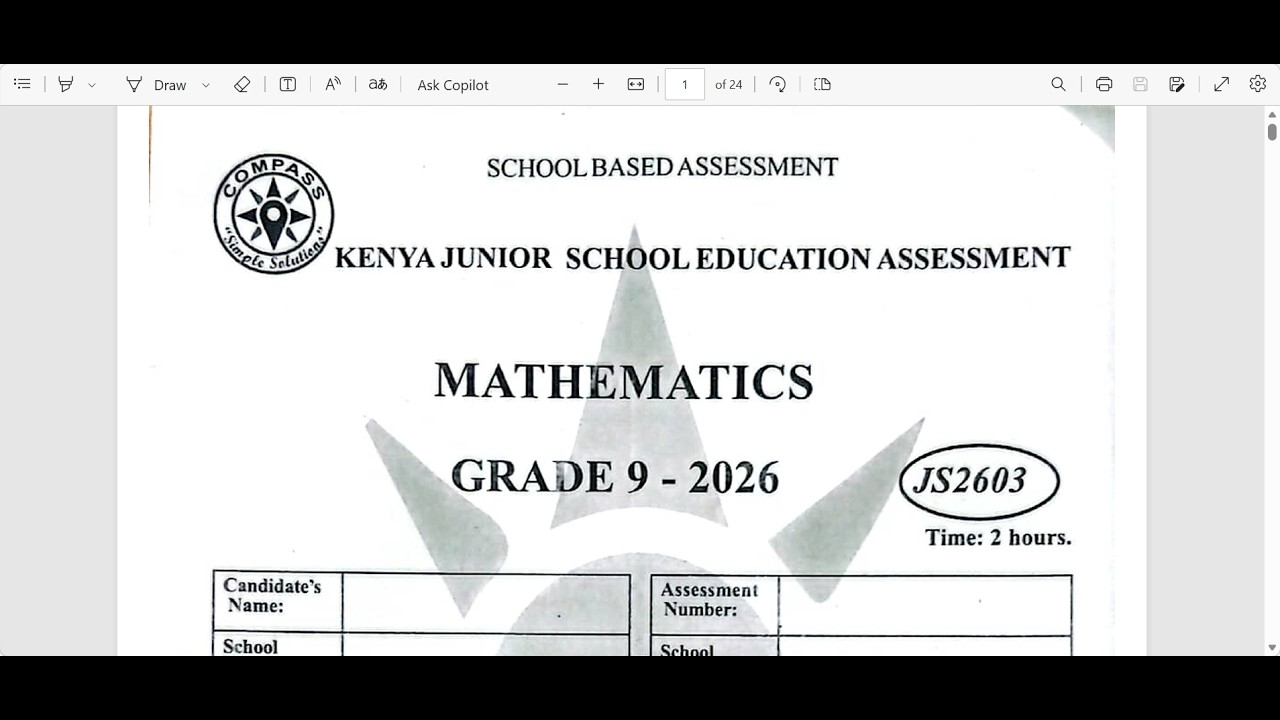COMPASS JS2603 GRADE 9 MATHEMATICS SECTION A - YouTube