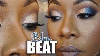 Glamorous Blue Smokey Cut Crease W Greybrown Lips Makeupmesha