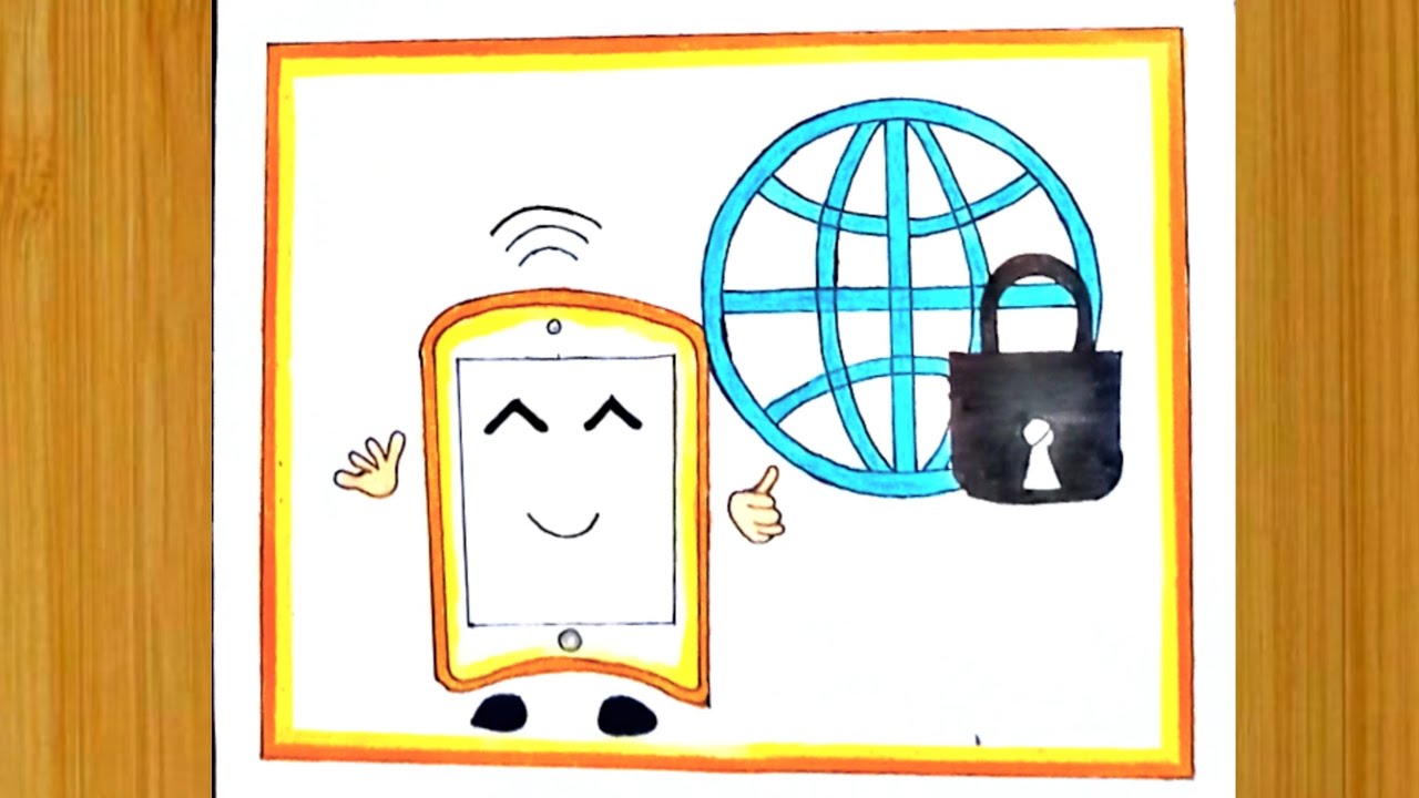 Premium Vector | A small cellphone with an internet network international  internet day oneline drawing