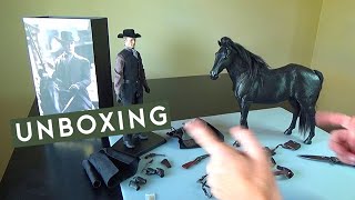 Unboxing the 1/6 scale Long Shan Toys Western Paradise Man in Black and horse action figure set