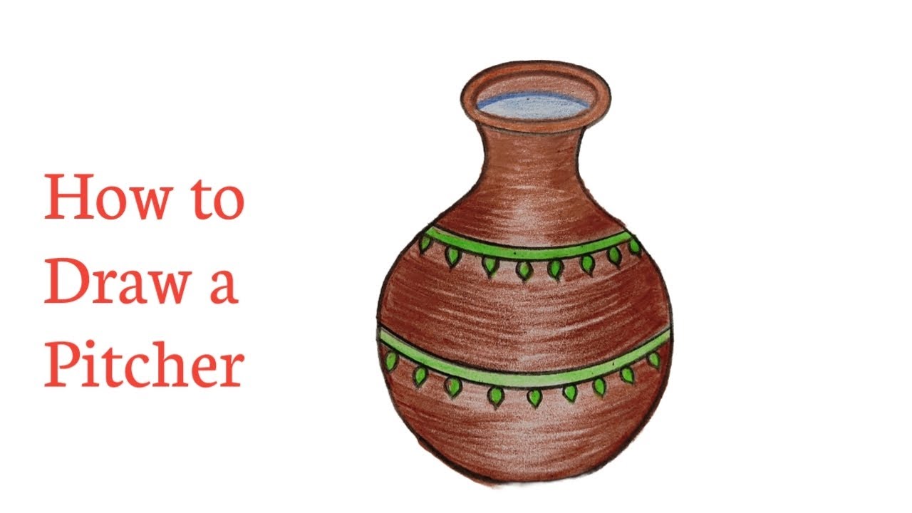 How to draw a pitcher easily step by step॥ Easy pitcher drawing 
