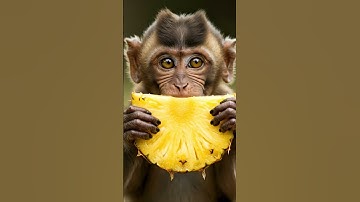 Baby monkey eating so delicious he smiling widely, revealing its teeth so lovely ❤️#baby #shortvideo