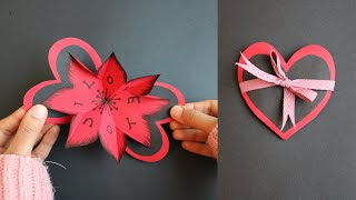Heart Shape DIY Flower Pop up Card - Paper Crafts - DIY Pop up Card