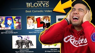 Best Roblox Comedic Video Of 2018 6th Annual Bloxy Awards Youtube - roblox bloxy awards vote