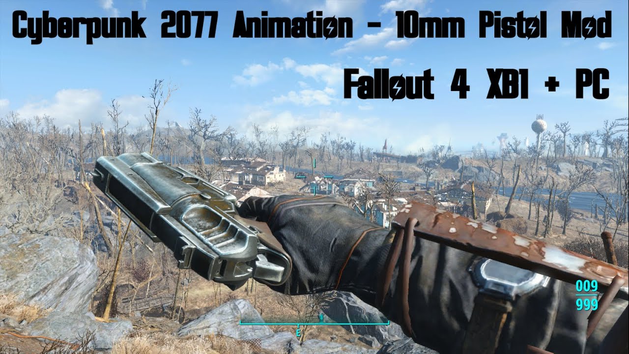 Cyberpunk 2077 Animation - 10mm Pistol Mod Fallout 4 Xbox One (XB1) + PC  #Fallout4Mods #CyberpunkMod 