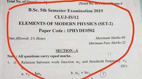 BSc 5th semester Physics question paper | Cluster university