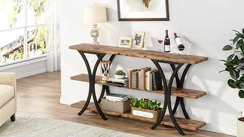 Tribesigns Console Table, Industrial Entryway Sofa Table with 3-Tier Shelves HOGA-F1460