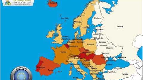 Online Map of Europe Powerpoint Templates