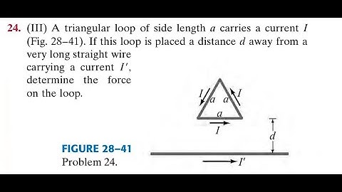 A triangular loop of side length carries a current Fig. If this loop is placed a distance away from