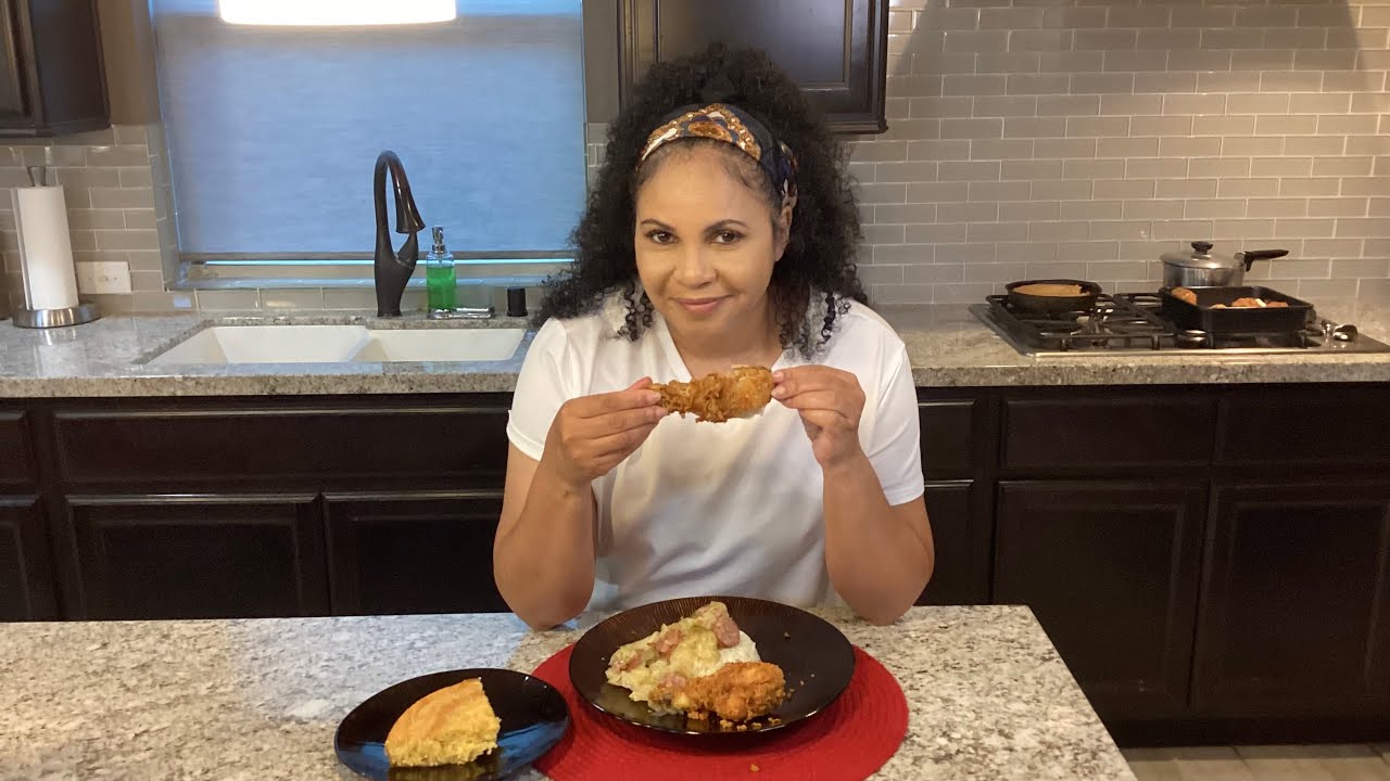 Southern Fried Chicken with Cabbage and Smoked Sausage