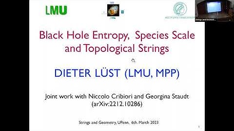 Dieter Lüst: Black Hole Entropy, Species Scales and Topological Strings