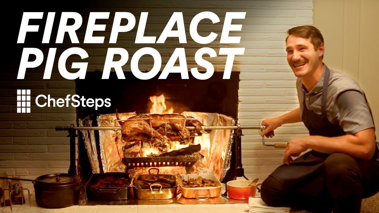 Roast a Pig in Your Fireplace: ChefSteps Basement Pig Spit