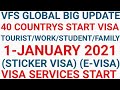 VFS GLOBAL BIG UPDATE  40' COUNTRYS START STICKER VISA E-VISA START 1-JANUARY 2020 TOURIST WORK OPEN