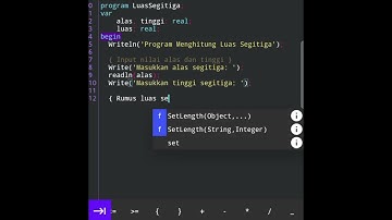 Program "Luas Segitiga" pascal di HP, Stikom Muhammadiyah Batam