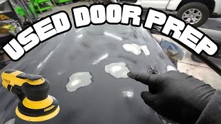 How to prepare a used car door for paint.