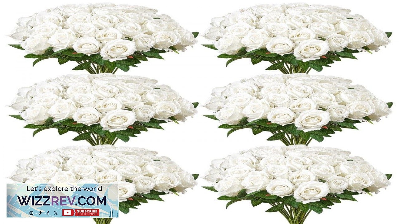 VEVOR Artificial Flowers 120 pcs Real Looking White Foam Fake Roses Bulk