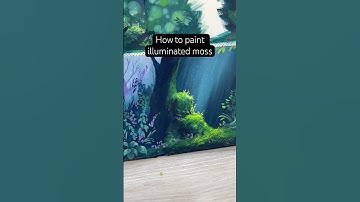 How to paint illuminated moss ✨ #gouache #painting