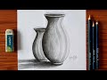 Still life drawing step by step  pencil shading process of pots  pencil drawing for beginners 