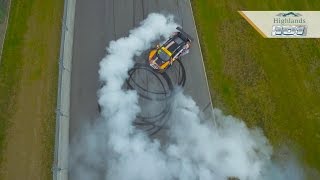 Shane Van Gisbergen Highlands 101 victory celebration - McLaren 650s GT3 donuts