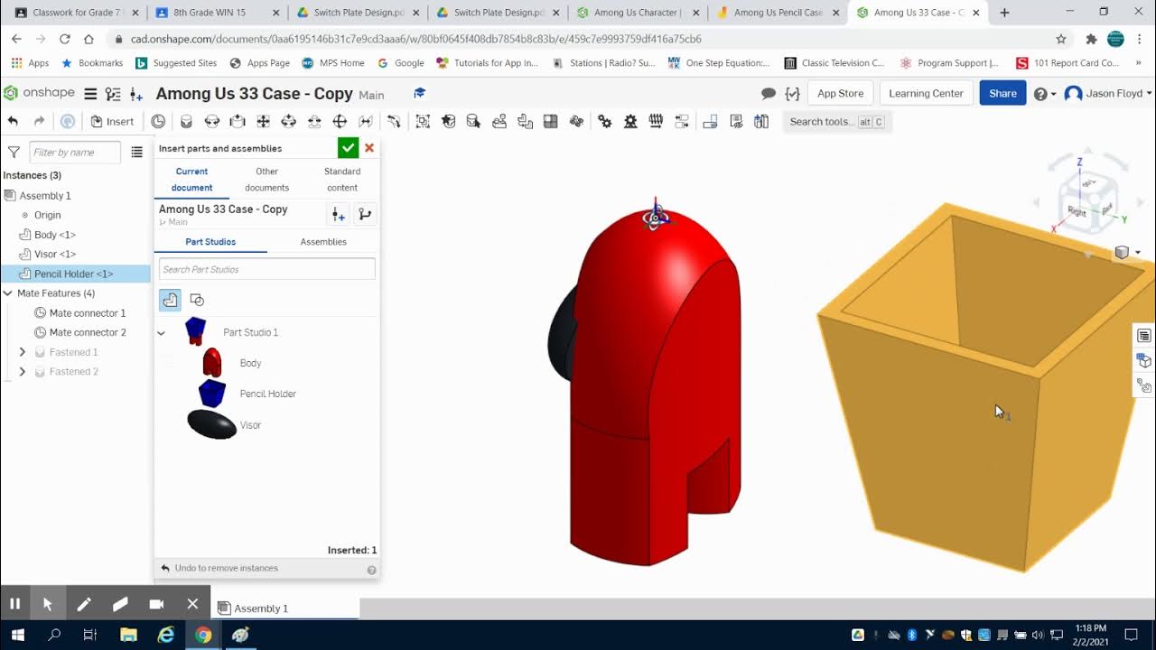 Among Us Character and Pencil Holder in Onshape 3 YouTube