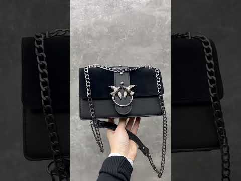 Замшевий клатч жіночий синій маленька сумка пінко на ланцюжку крос боді через плече сумочка 23х14х8 см, видео 2