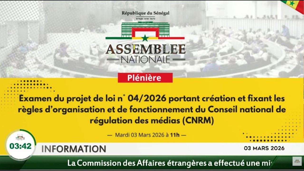 DIRECT : Les députés examinent la loi créant le Conseil National de Régulation des Médias (CNRM)