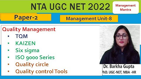 Quality Management- TQM, KAIZEN, Six sigma, ISO 9000 Series, Quality circle, Quality control Tools