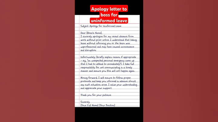 Apology letter to boss for uninformed leave #application #letter