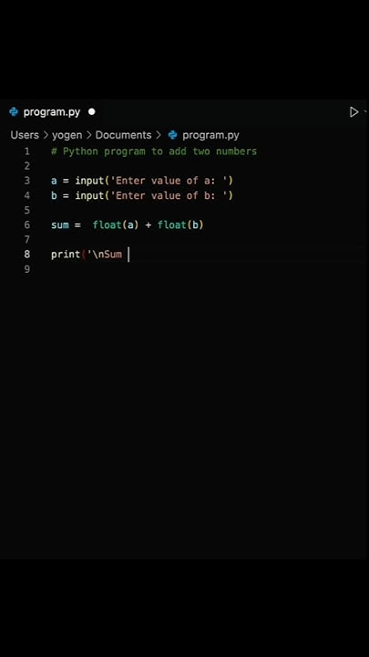 I Made a Python Program to Calculate the Sum of Two Numbers #coding # ...