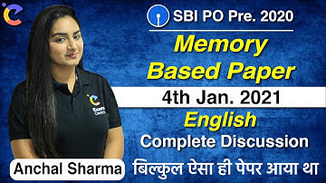 SBI PO Prelims 2020 | English Memory Based Paper | 4th Jan 2021 Exam Analysis | Complete Discussion