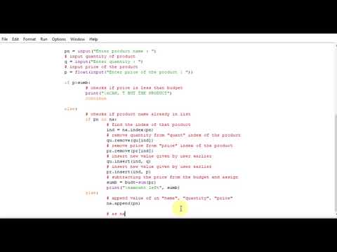 grocery shopping program in python - YouTube