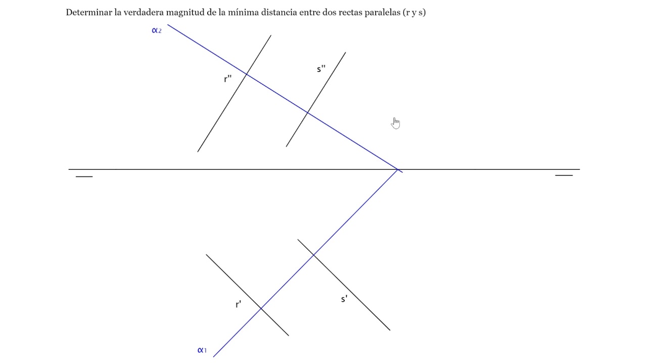 Verdadera Magnitud de la Mínima Distancia entre dos rectas paralelas. Sistema diédrico.⚡⚡⚡EBAU⚡⚡⚡