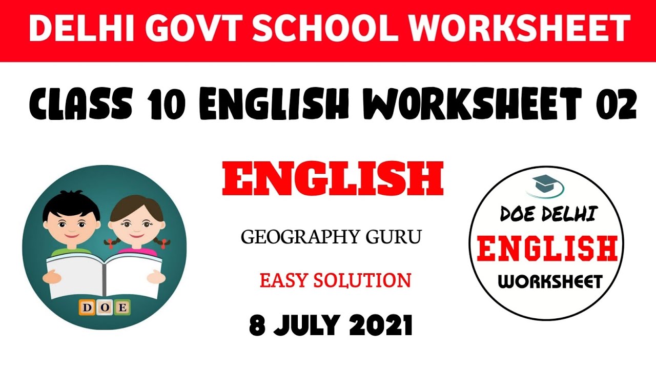 class 10 english worksheet 2 english worksheet 2 class 10 doe worksheet2 solution 2021 22 gg 3 youtube