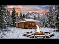 Snowy Cabin in the Woods - 4 Hour Loop - 4K - Ambient Fire Crackling