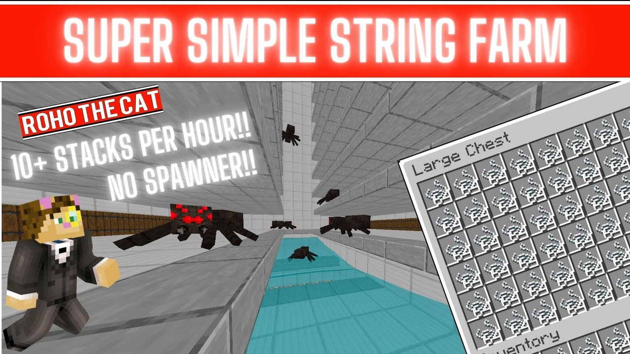 Minecraft Java - Super Simple String Farm - 10+ Stacks Per Hour - No ...