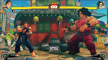 RYU VS HUGO   CPU VS CPU Ultra Street Fighter IV  (Hardest AI)
