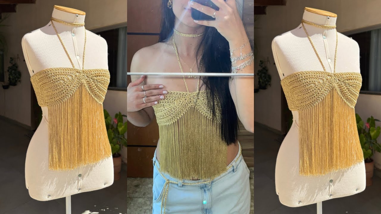 Cropped com Franja de Crochê - Fácil